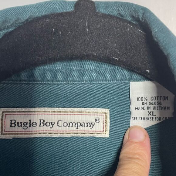 VTG Bugle Boy Green Button Front Shirt XL - Picture 5 of 6